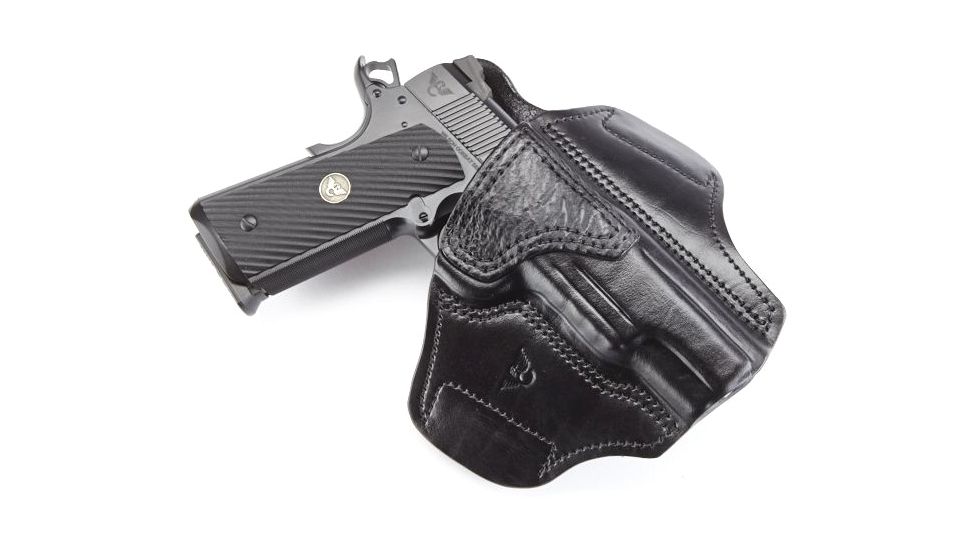 Wilson Combat Lo-Profile II Holster, Full-Size 1911, Left Hand, 1.5in Belt, Black Leather with Shark Trim, MLP1BLSL15