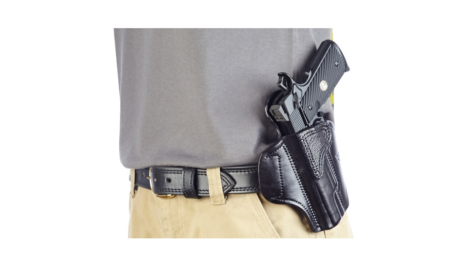Wilson Combat Lo-Profile II Holster, Full-Size 1911, Left Hand, 1.5in Belt, Black Leather with Shark Trim MLP1BLSL15