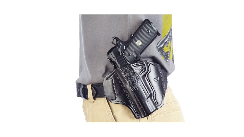 Wilson Combat Lo-Profile II Holster, Full-Size 1911, Left Hand, 1.5in Belt, Black Leather with Shark Trim MLP1BLSL15
