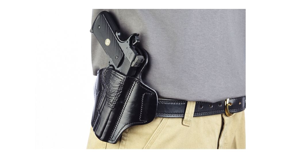 Wilson Combat Lo-Profile II Holster, Full-Size 1911, Right Hand, 1.5in Belt, Black Leather with Shark Trim MLP1BLSR15
