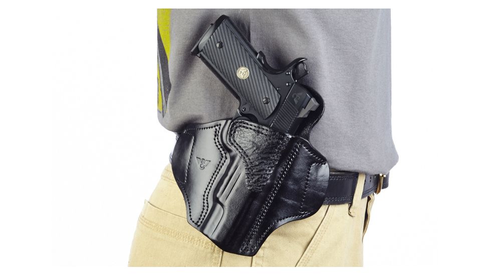 Wilson Combat Lo-Profile II Holster, Full-Size 1911, Right Hand, 1.5in Belt, Black Leather with Shark Trim MLP1BLSR15
