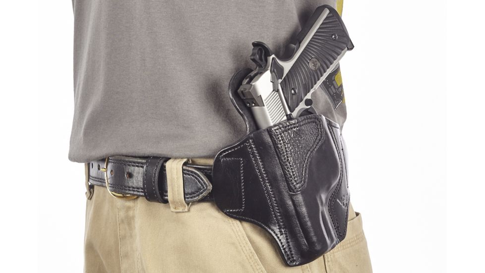 Wilson Combat Lo-Profile II Holster, Full-Size 1911 with TLR-6 Weapon Light, Lt Hand, 1.5in Belt, Blk Leather w/ Shark Trim MLP1BLSL15WL6