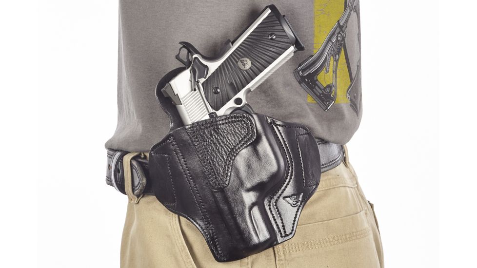 Wilson Combat Lo-Profile II Holster, Full-Size 1911 with TLR-6 Weapon Light, Lt Hand, 1.5in Belt, Blk Leather w/ Shark Trim MLP1BLSL15WL6