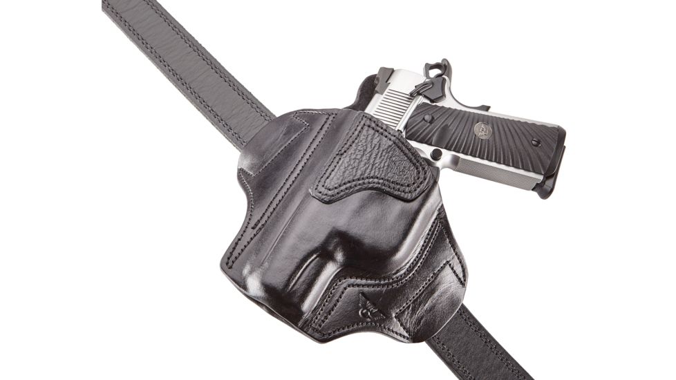 Wilson Combat Lo-Profile II Holster, Full-Size 1911 with TLR-6 Weapon Light, Lt Hand, 1.5in Belt, Blk Leather w/ Shark Trim MLP1BLSL15WL6