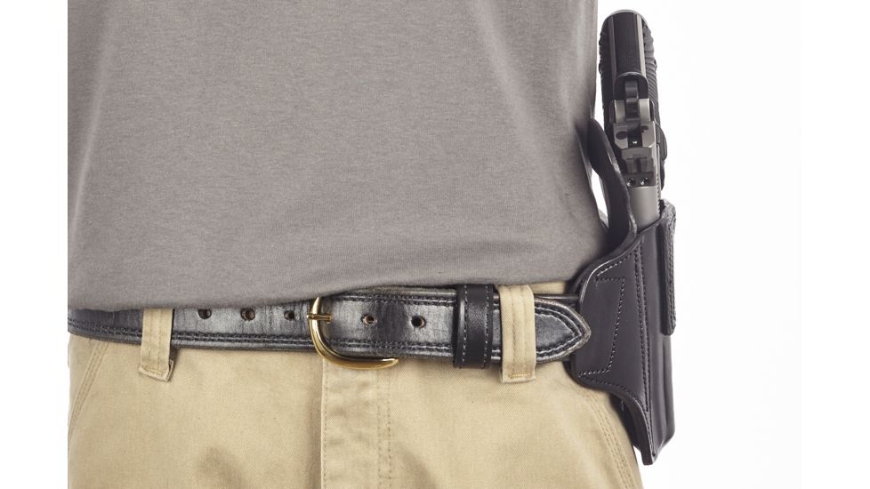 Wilson Combat Lo-Profile II Holster, Full-Size 1911 with TLR-6 Weapon Light, Lt Hand, 1.5in Belt, Blk Leather w/ Shark Trim MLP1BLSL15WL6