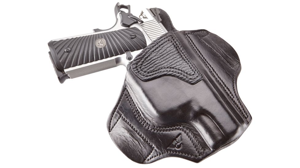 Wilson Combat Lo-Profile II Holster, Full-Size 1911 with TLR-6 Weapon Light, Rt Hand, 1.5in Belt, Blk Leather w/ Shark Trim MLP1BLSR15WL6