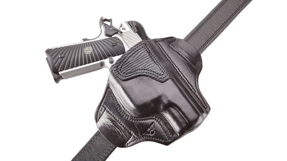 Wilson Combat Lo-Profile II Holster, Full-Size 1911 with TLR-6 Weapon Light, Rt Hand, 1.5in Belt, Blk Leather w/ Shark Trim MLP1BLSR15WL6