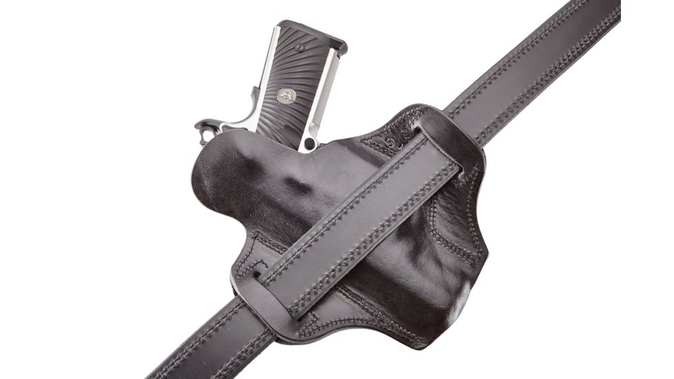 Wilson Combat Lo-Profile II Holster, Full-Size 1911 with TLR-6 Weapon Light, Rt Hand, 1.5in Belt, Blk Leather w/ Shark Trim MLP1BLSR15WL6