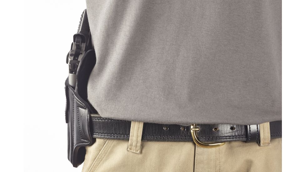 Wilson Combat Lo-Profile II Holster, Full-Size 1911 with TLR-6 Weapon Light, Rt Hand, 1.5in Belt, Blk Leather w/ Shark Trim MLP1BLSR15WL6