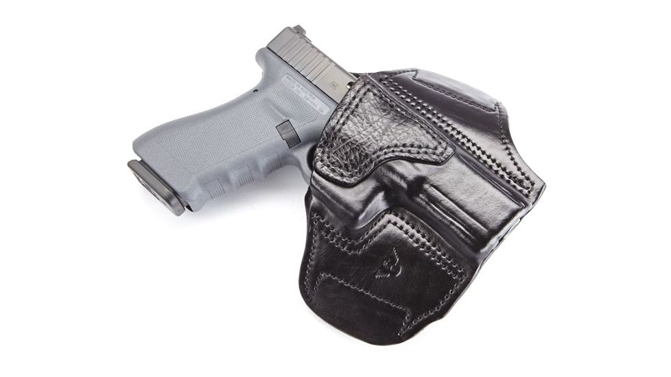 Wilson Combat Lo-Profile II Holster, Glock 17, 22, 31, Right Hand, 1.5in Belt, Black Leather with Shark Trim, MLP6BLSR15