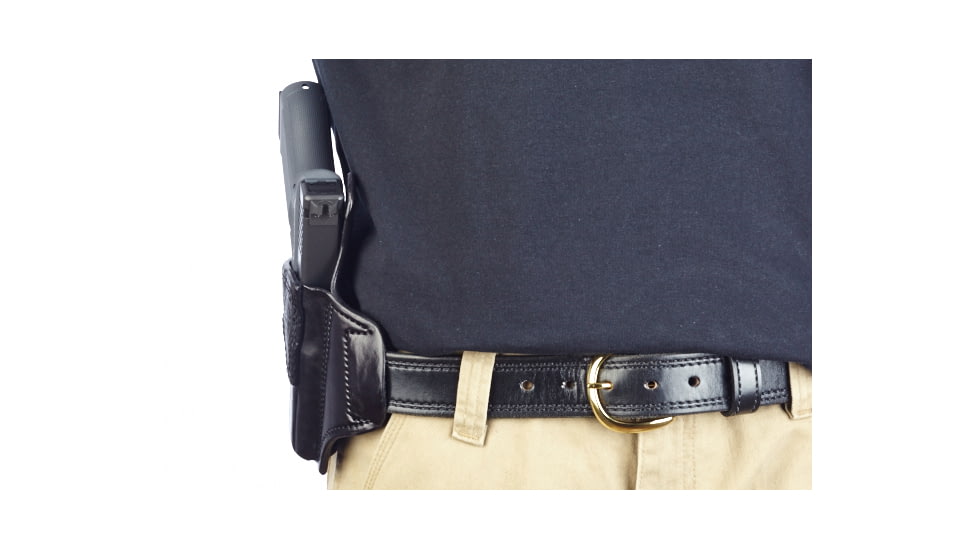 Wilson Combat Lo-Profile II Holster, Glock 17, 22, 31, Right Hand, 1.5in Belt, Black Leather with Shark Trim MLP6BLSR15