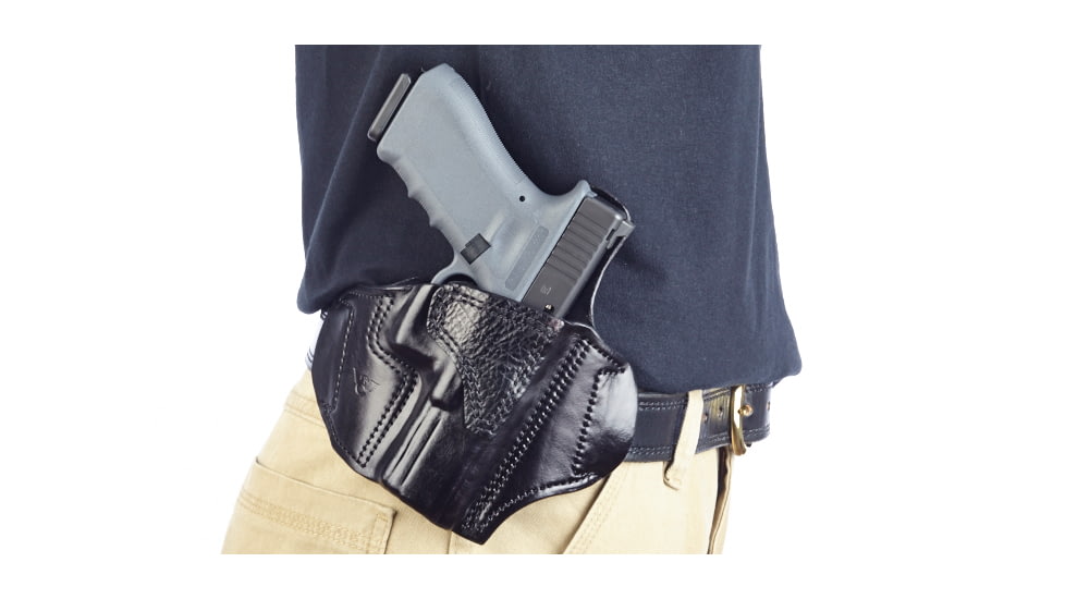 Wilson Combat Lo-Profile II Holster, Glock 17, 22, 31, Right Hand, 1.5in Belt, Black Leather with Shark Trim MLP6BLSR15