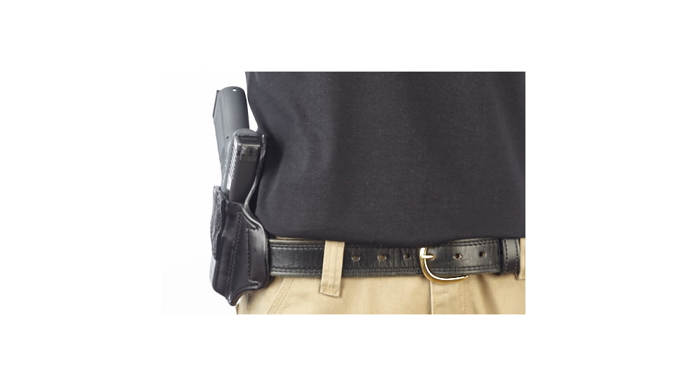 Wilson Combat Lo-Profile II Holster, Glock 19, 23, 32, Right Hand, 1.5in Belt, Black Leather with Shark Trim MLP5BLSR15