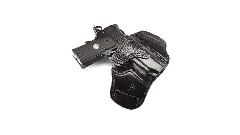 Wilson Combat Lo-Profile II Holster, Officerfts 1911, Right Hand, 1.5in Belt, Black Leather with Shark Trim, MLP3BLSR15