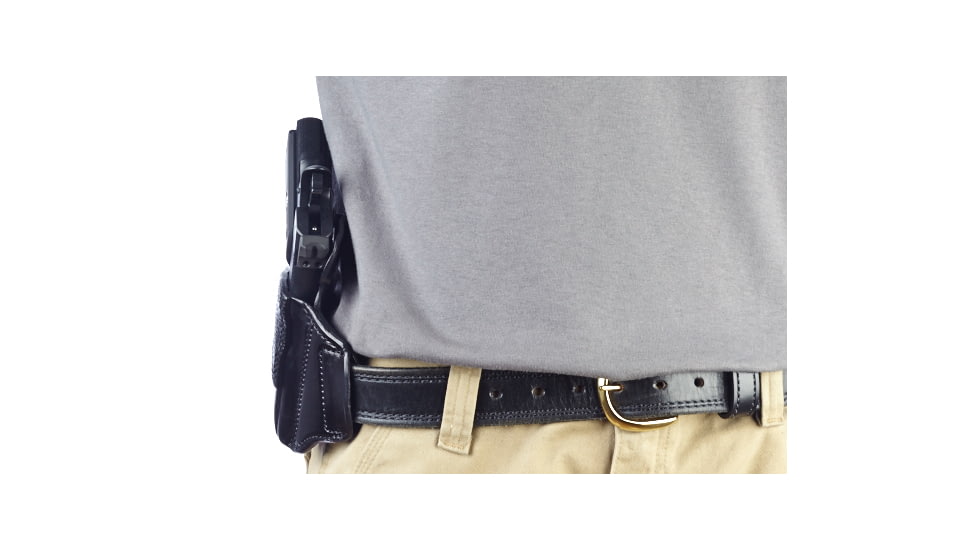Wilson Combat Lo-Profile II Holster, Officer's 1911, Right Hand, 1.5in Belt, Black Leather with Shark Trim MLP3BLSR15