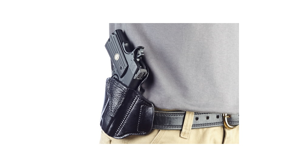 Wilson Combat Lo-Profile II Holster, Officer's 1911, Right Hand, 1.5in Belt, Black Leather with Shark Trim MLP3BLSR15