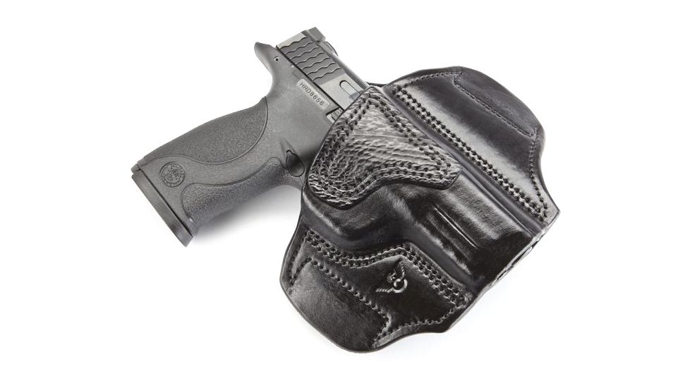 Wilson Combat Lo-Profile II Holster, S and W M and P, Right Hand, 1.5in Belt, Black Leather with Shark Trim, MLP13BLSR15