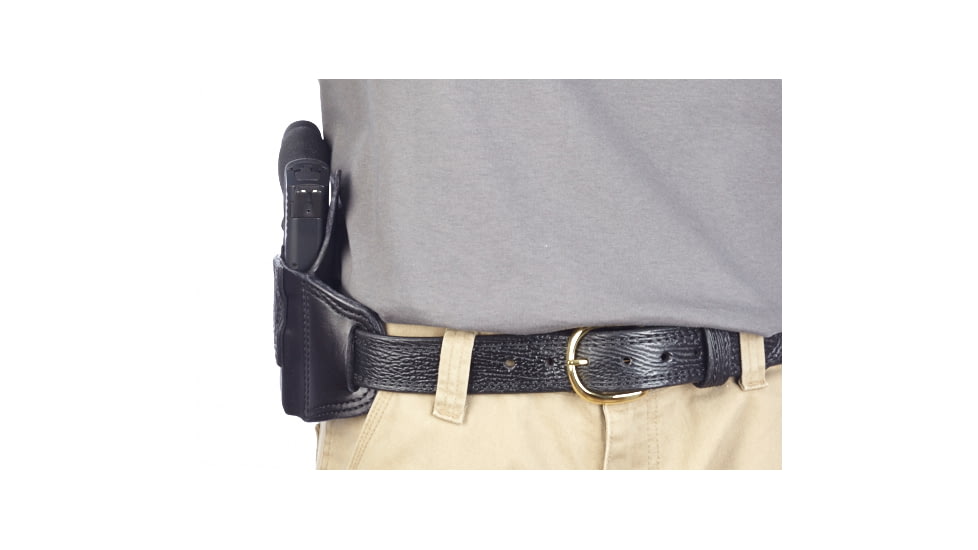 Wilson Combat Lo-Profile II Holster, S and W M and P Compact, Right Hand, 1.5in Belt, Black Leather with Shark Trim MLP14BLSR15