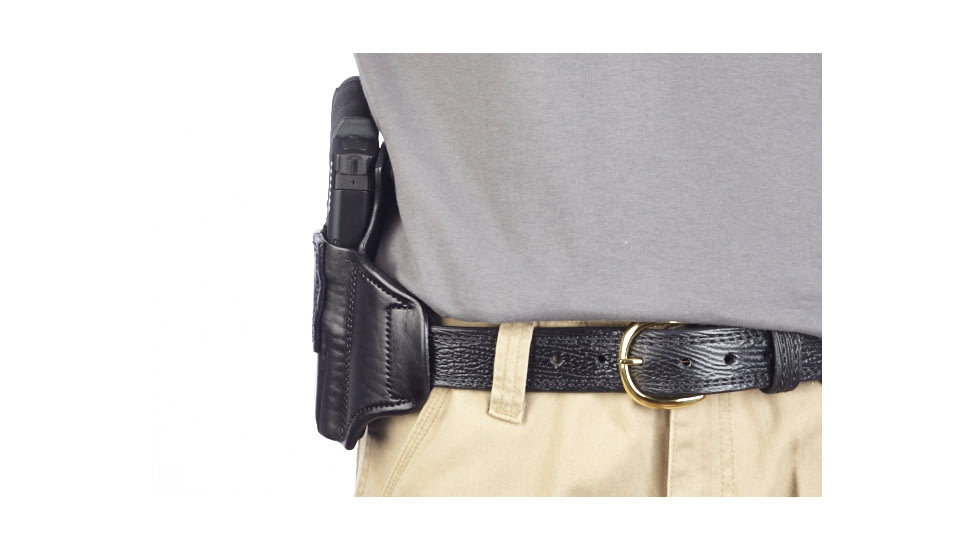 Wilson Combat Lo-Profile II Holster, S and W M and P, Right Hand, 1.5in Belt, Black Leather with Shark Trim MLP13BLSR15