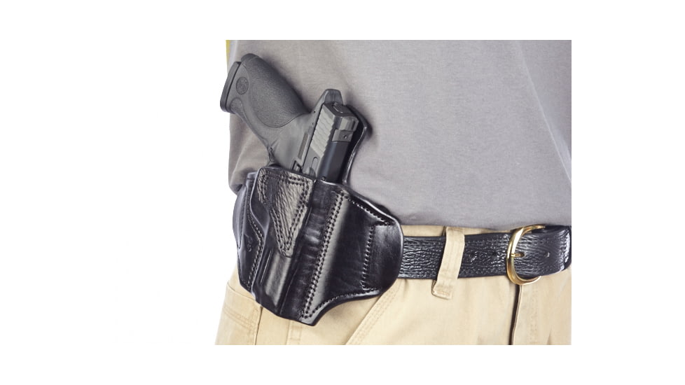 Wilson Combat Lo-Profile II Holster, S and W M and P, Right Hand, 1.5in Belt, Black Leather with Shark Trim MLP13BLSR15