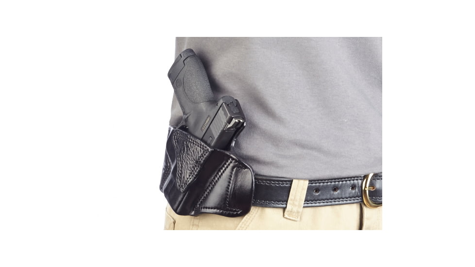 Wilson Combat Lo-Profile II Holster, S and W M and P Shield, Right Hand, 1.5in Belt, Black Leather with Shark Trim MLP15BLSR15