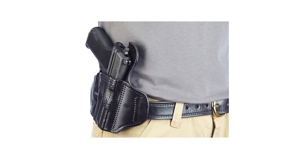 Wilson Combat Lo-Profile II Holster, SIG Sauer P229, Right Hand, 1.5in Belt, Black Leather with Shark Trim MLP18BLSR15