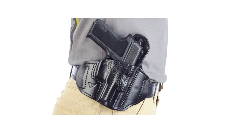 Wilson Combat Lo-Profile II Holster, SIG Sauer P229, Right Hand, 1.5in Belt, Black Leather with Shark Trim MLP18BLSR15