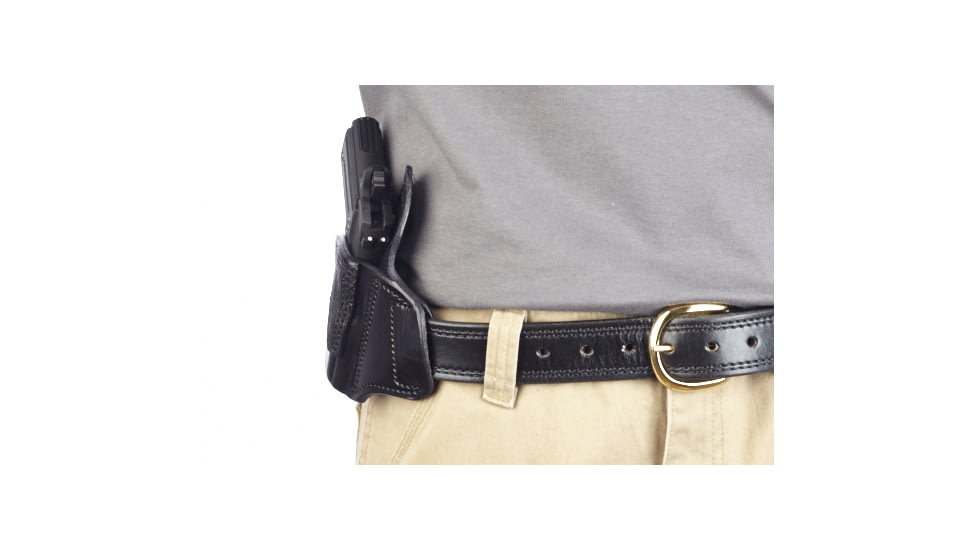 Wilson Combat Lo-Profile II Holster, SIG Sauer P938, Right Hand, 1.5in Belt, Black Leather with Shark Trim MLP19BLSR15