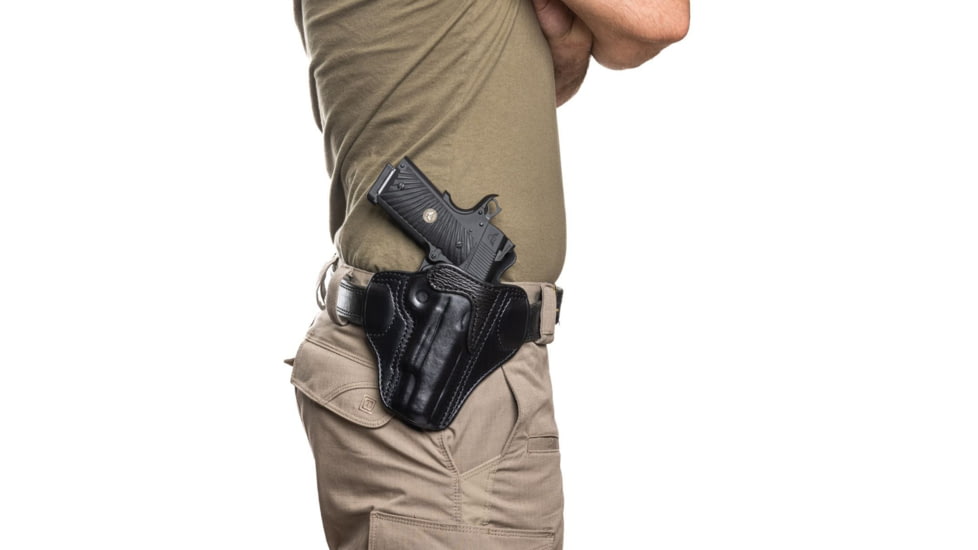 Wilson Combat Lo-Profile II Leather Outside the Waistband Holster w/ Rail, 1911 Full-Size, Right, Black, MLP1BLSR15R