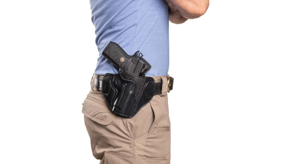 Wilson Combat Lo-Profile II Leather Outside the Waistband Holster, Wilson Combat EDC X9, Right, Black, MLP9BLSR15