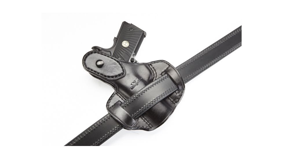 Wilson Combat Lo-Profile Thumb Break Holster, Compact 1911, Right Hand, 1.5in Belt, Black Leather LPTB2BLR15