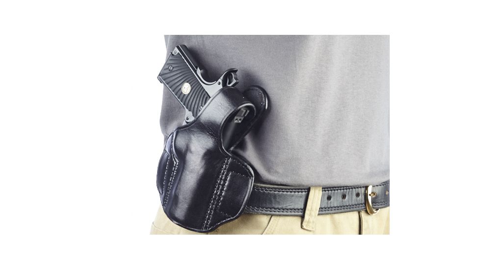 Wilson Combat Lo-Profile Thumb Break Holster, Compact 1911, Right Hand, 1.5in Belt, Black Leather LPTB2BLR15