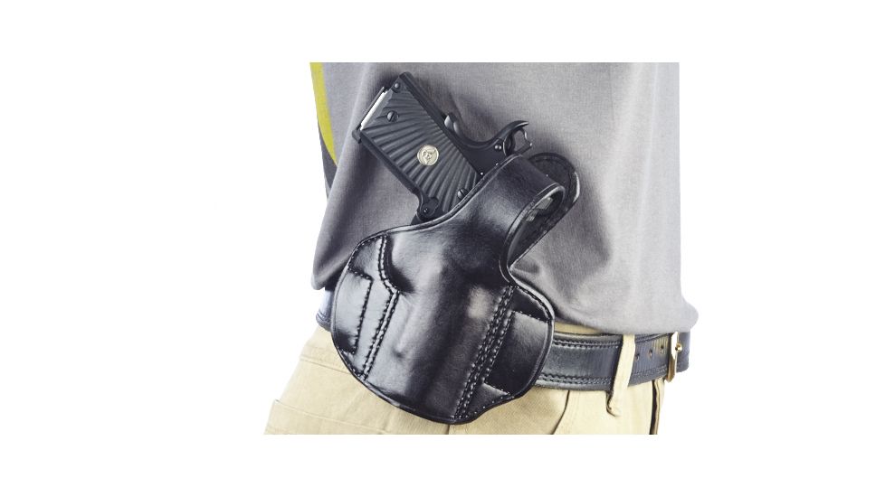 Wilson Combat Lo-Profile Thumb Break Holster, Compact 1911, Right Hand, 1.5in Belt, Black Leather LPTB2BLR15