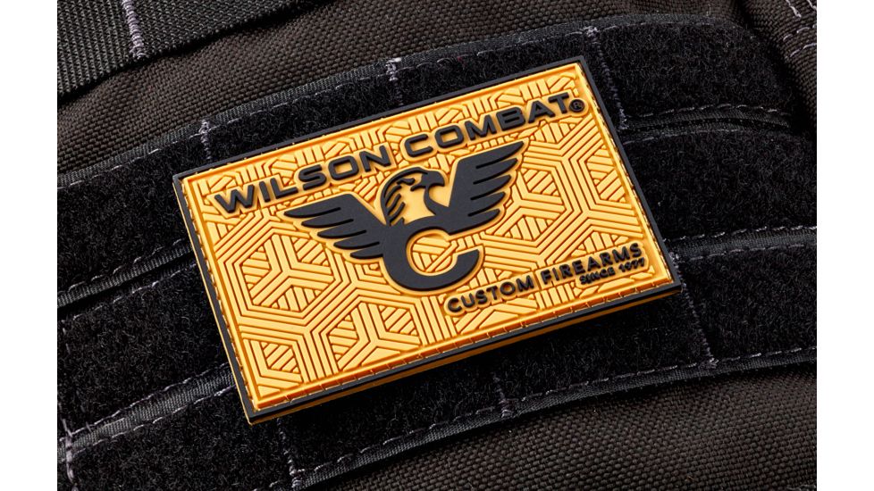 Wilson Combat Logo PVC Patch, Rectangle, Tan/Black 882