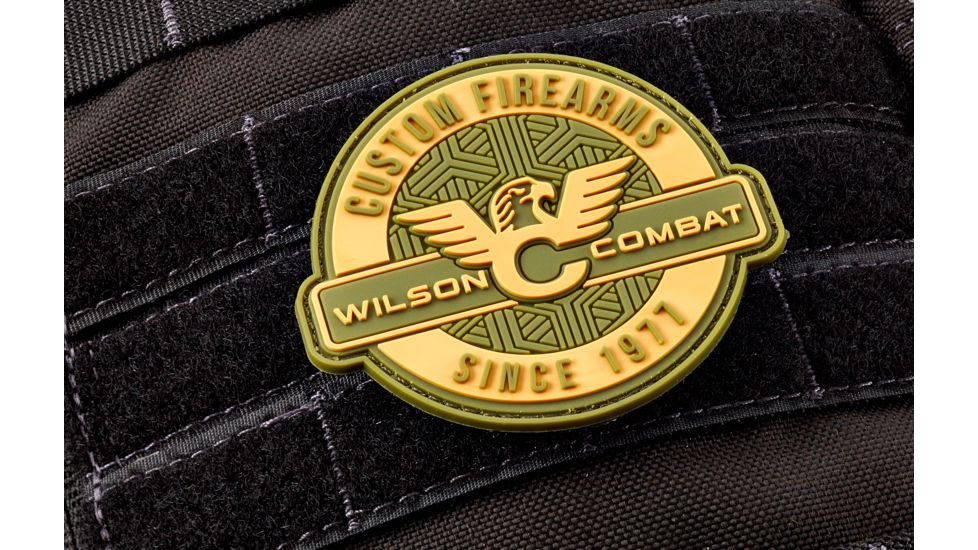 Wilson Combat Logo PVC Patch, Round, Green/Tan 880