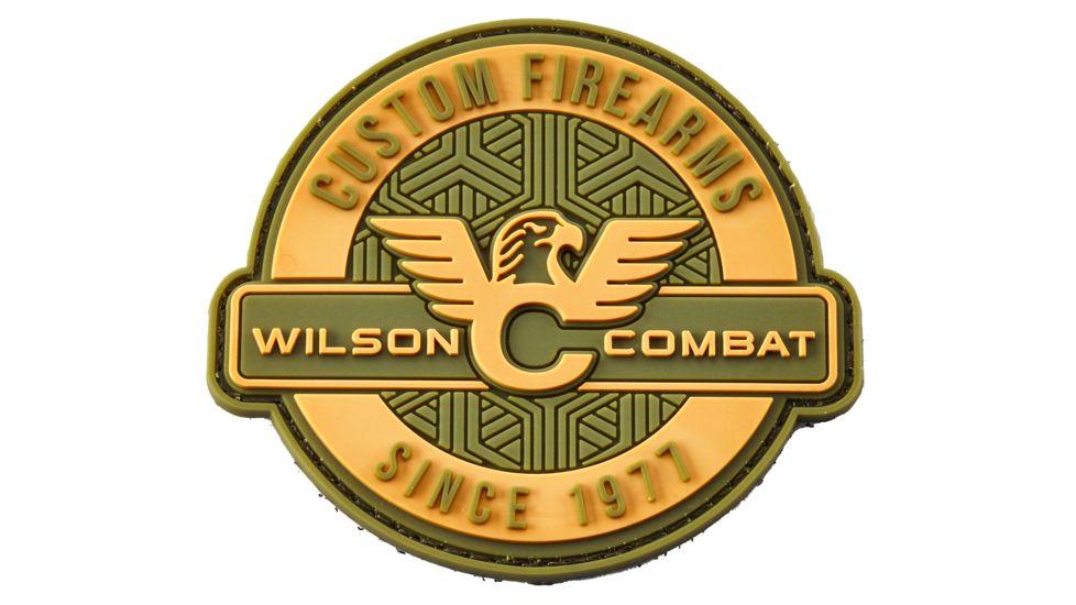 Wilson Combat Logo PVC Patch, Round, Green/Tan 880