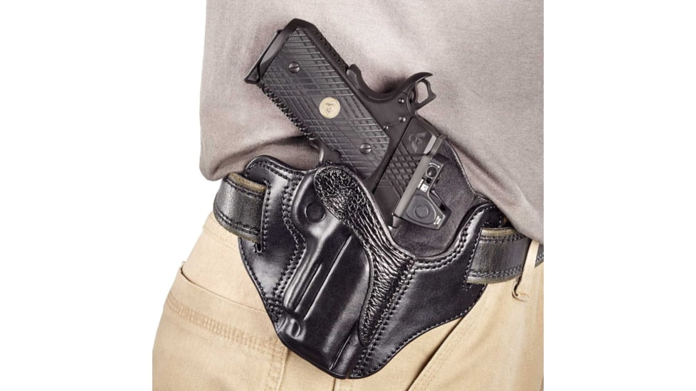 Wilson Combat Optic Ready Leather Outside the Waistband Holster w/ Rail, 1911, Right, Black, OR2BLSR15R