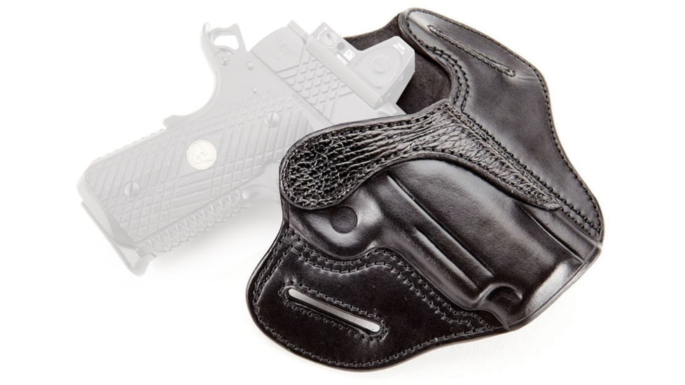 Wilson Combat Optic Ready Leather Outside the Waistband Holster w/ Rail, 1911, Right, Black, OR2BLSR15R