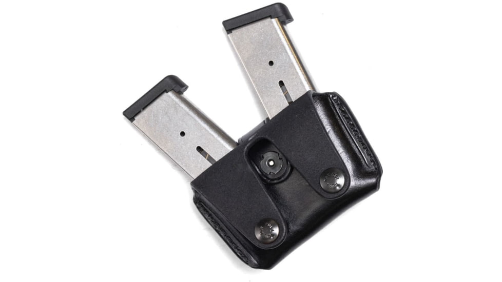 Wilson Combat Palmetto Cowhide Leather Double Pistol Magazine Pouch, 1911, Ambidextrous, Black, PLDP1BLR15