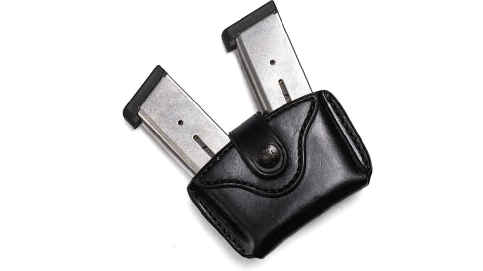 Wilson Combat Palmetto Cowhide Leather Double Pistol Magazine Pouch, 1911, Ambidextrous, Black, PLDP1BLR15