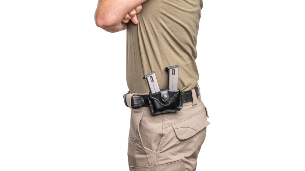 Wilson Combat Palmetto Cowhide Leather Double Pistol Magazine Pouch, Beretta 92, Ambidextrous, Black, PLDP4BLR15