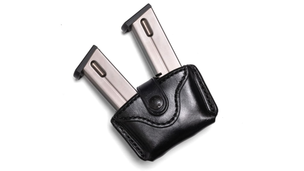 Wilson Combat Palmetto Cowhide Leather Double Pistol Magazine Pouch, Beretta 92, Ambidextrous, Black, PLDP4BLR15