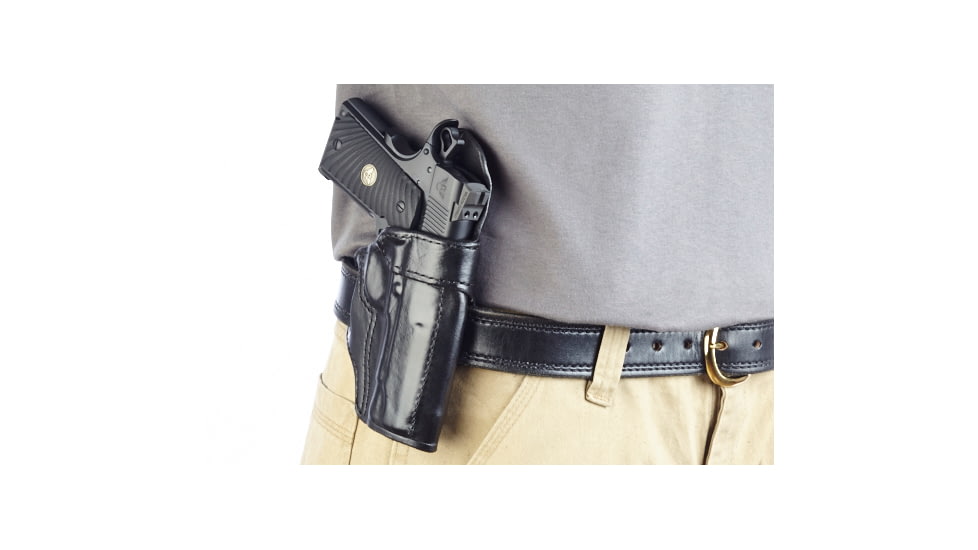 Wilson Combat Rapid Response Holster, Compact 1911, Right Hand, 1.5in Belt, Black Leather RV2BLR15