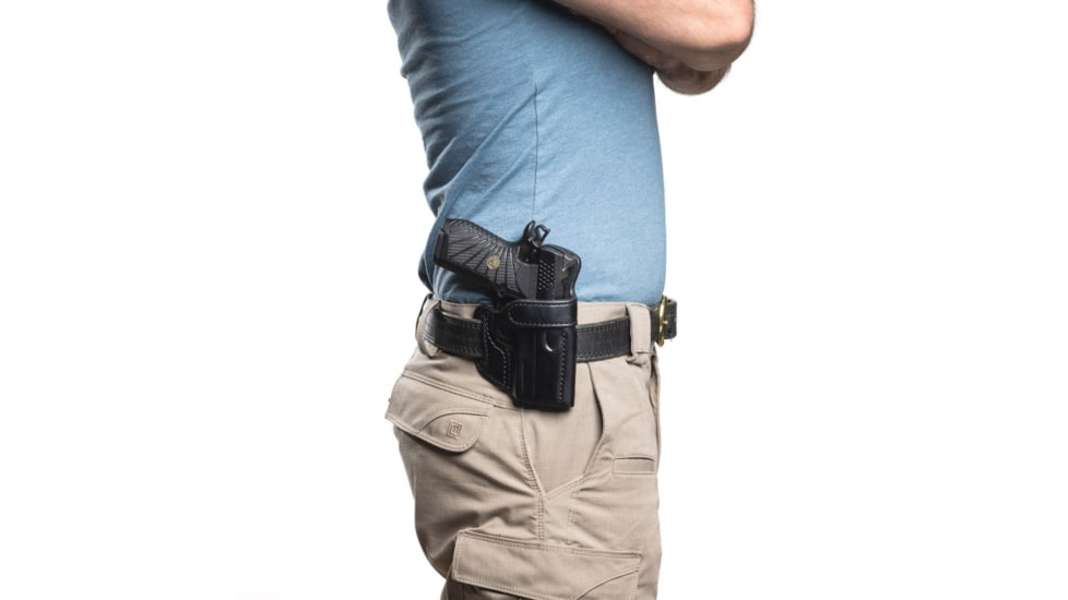 Wilson Combat Rapid Response Leather Outside the Waistband Holster, Wilson Combat EDC X9s/SFX9, Right, Black, RV9SBLR15