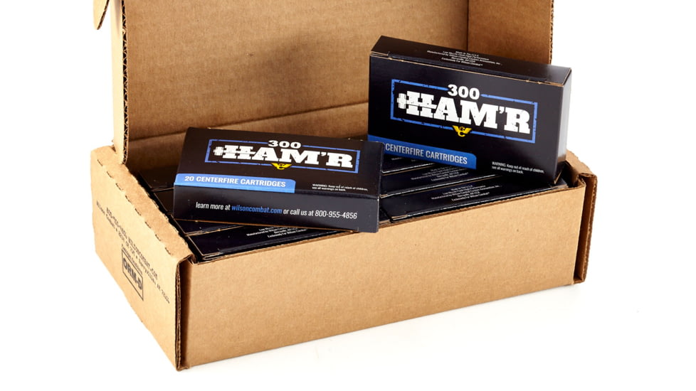 Wilson Combat Sierra Pro-Hunter 300 HAMR 125 Grain Brass Cased Pistol Ammo, 200 Round, A300HMR-125-PH-BLK-200RD