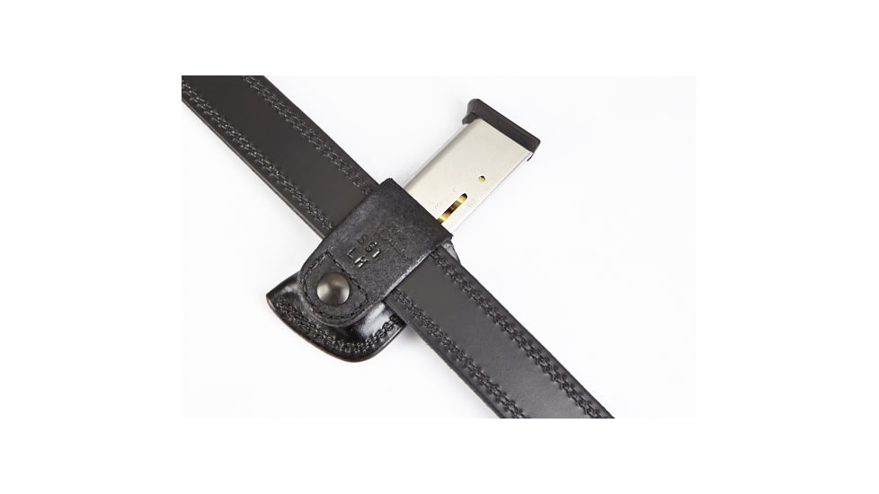 Wilson Combat Single Snap Magazine Pouch, 1911, Left Hand, 1.5in Belt, Black Leather SS1BLL15