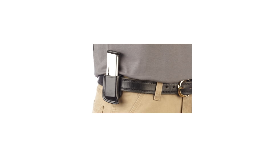 Wilson Combat Single Snap Magazine Pouch, 1911, Left Hand, 1.5in Belt, Black Leather SS1BLL15