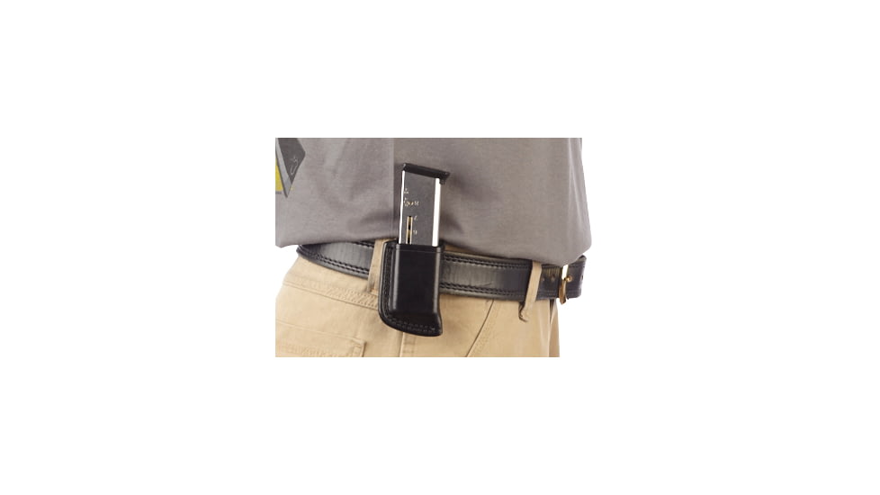 Wilson Combat Single Snap Magazine Pouch, 1911, Left Hand, 1.5in Belt, Black Leather SS1BLL15