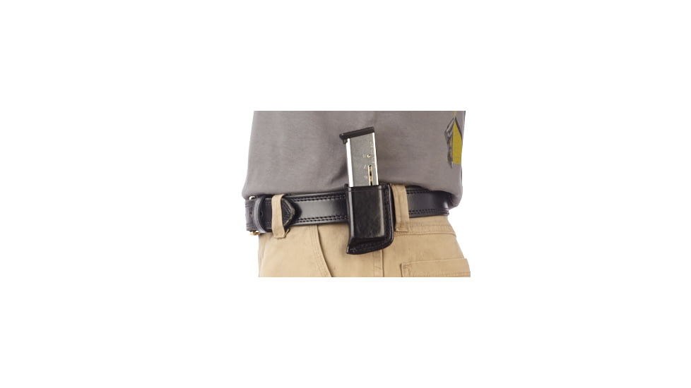 Wilson Combat Single Snap Magazine Pouch, 1911, Right Hand, 1.5in Belt, Black Leather SS1BLR15