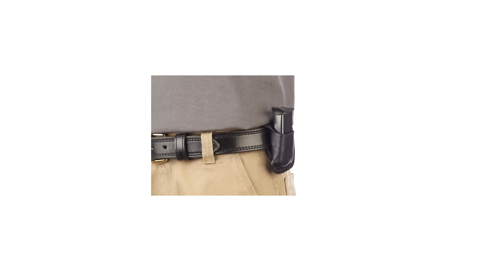 Wilson Combat Single Snap Magazine Pouch, ADP, Right Hand, 1.5in Belt, Black Leather SS4BLR15